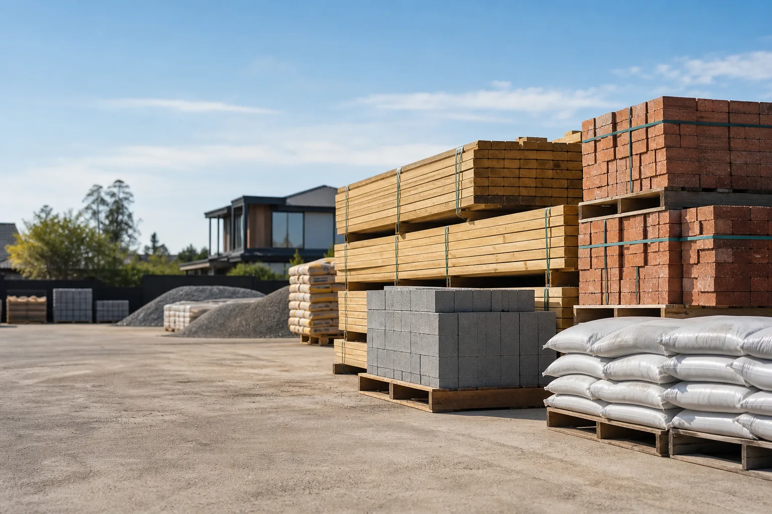 Building materials prepared for project supply